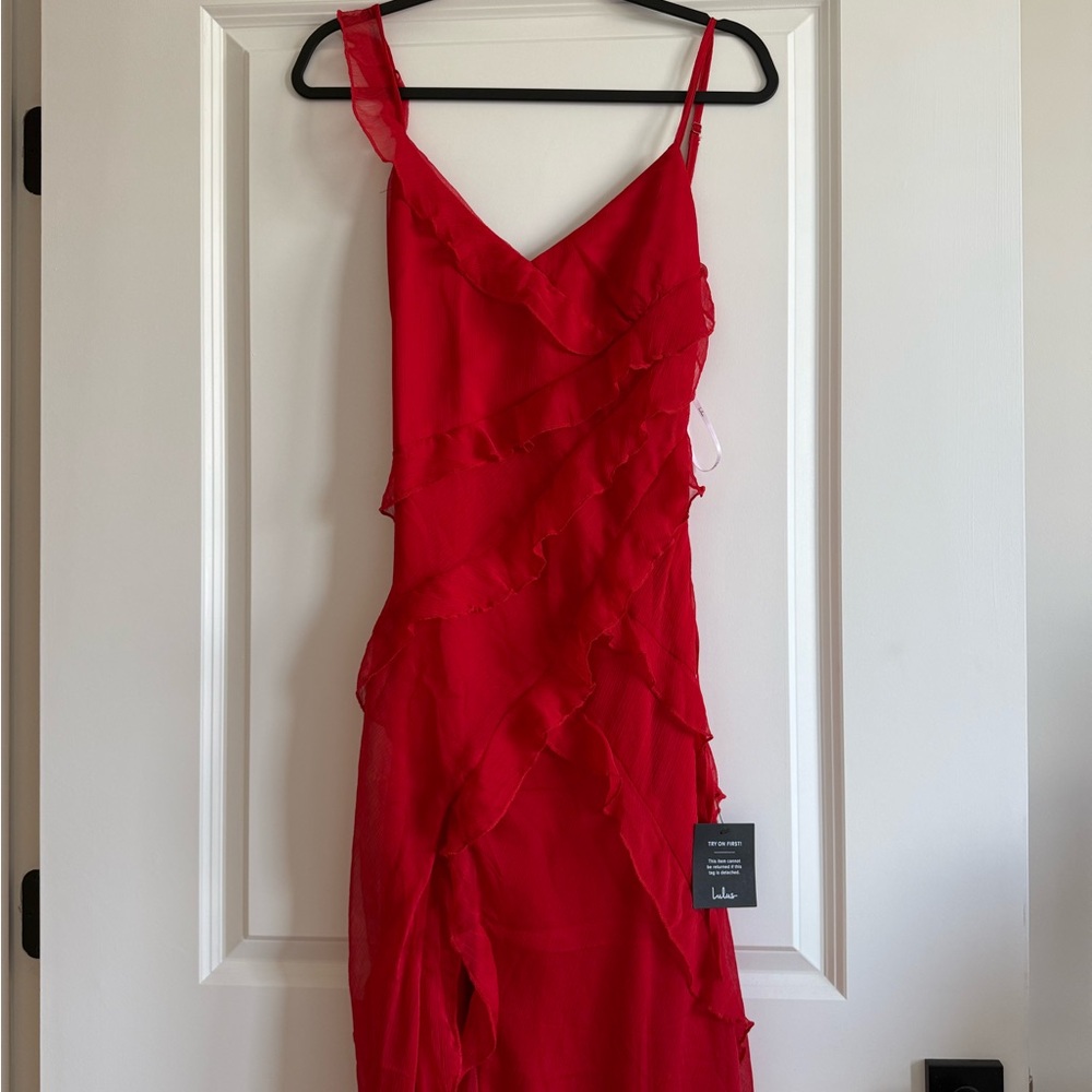 Lulus Red Ruffled Maxi Dress - Picture 5 of 11